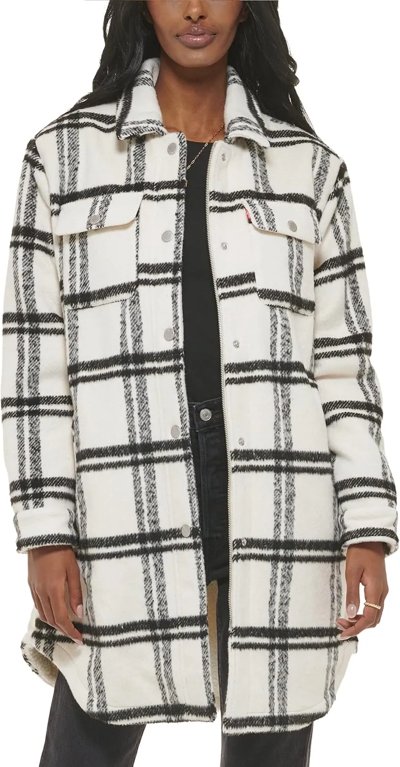 Levi's Womens Wool Blend Sherpa Lined Long Shacket