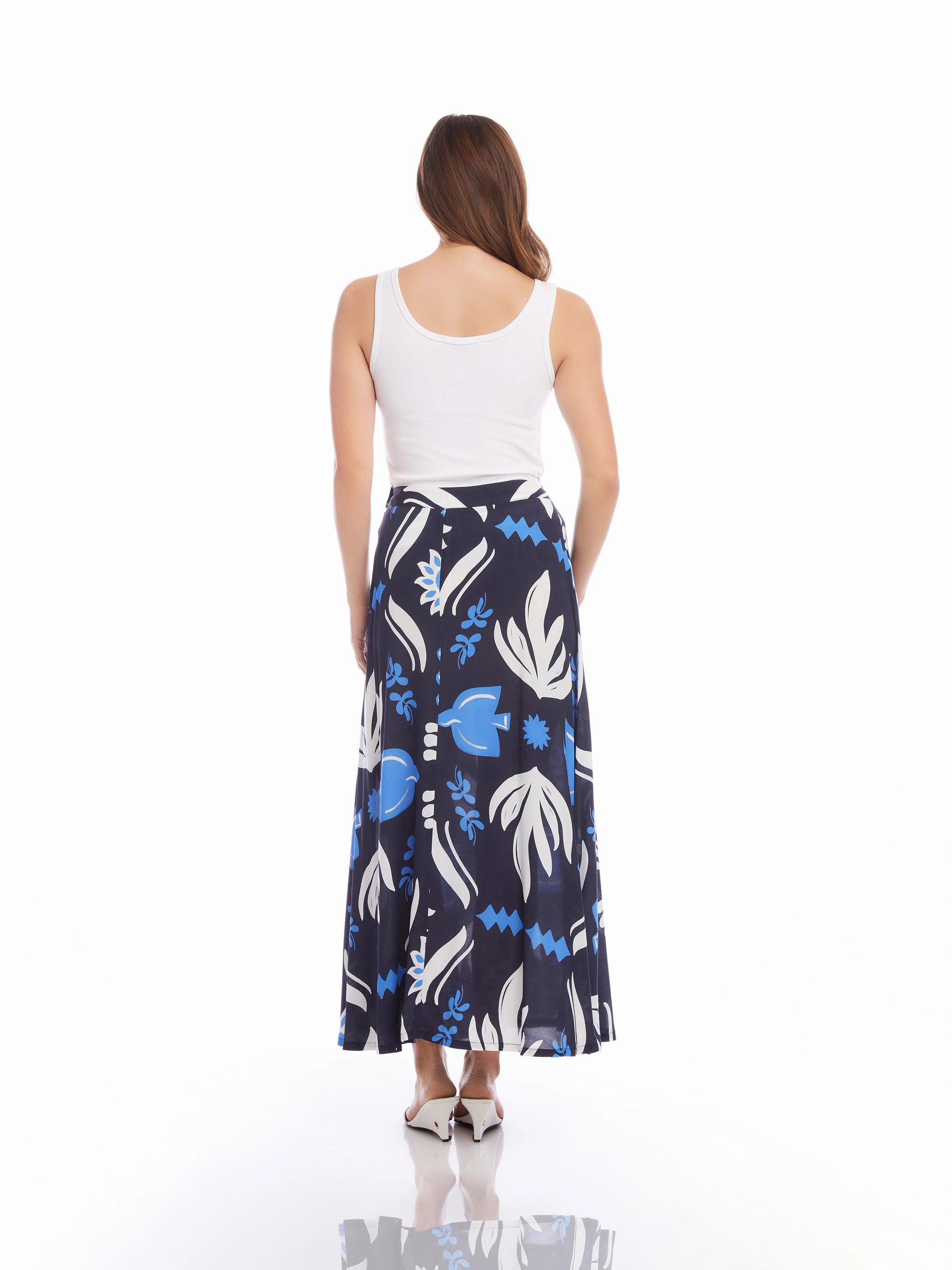 Convertible Length Modest Wear Lexi Skirt in Navy Print