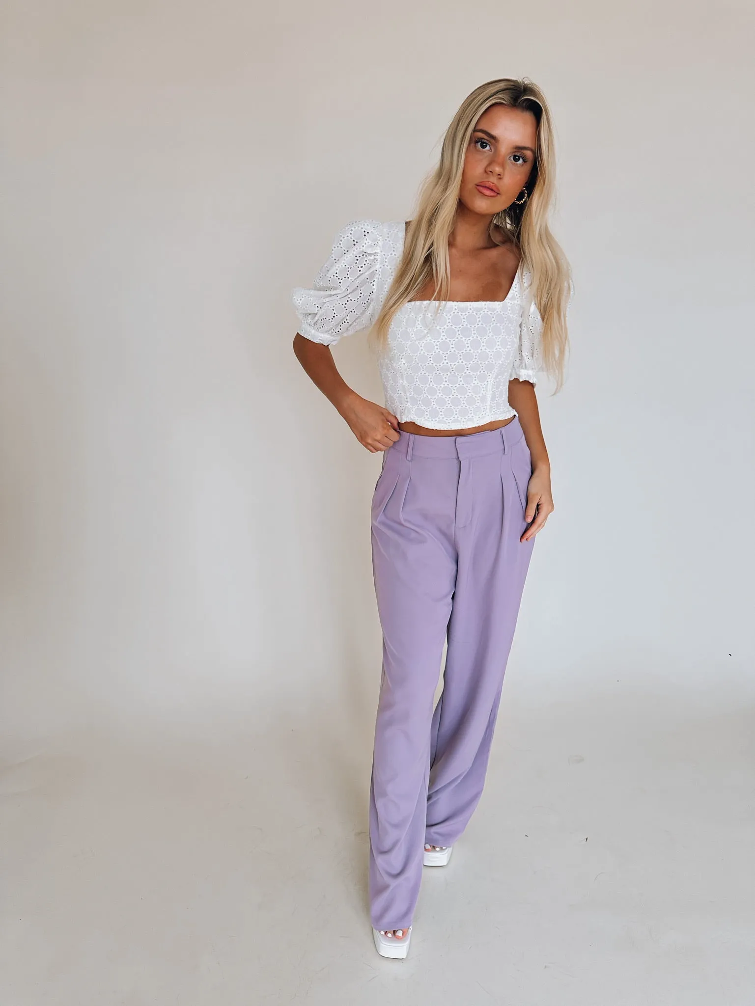 Libby Lavender High Waist Trousers