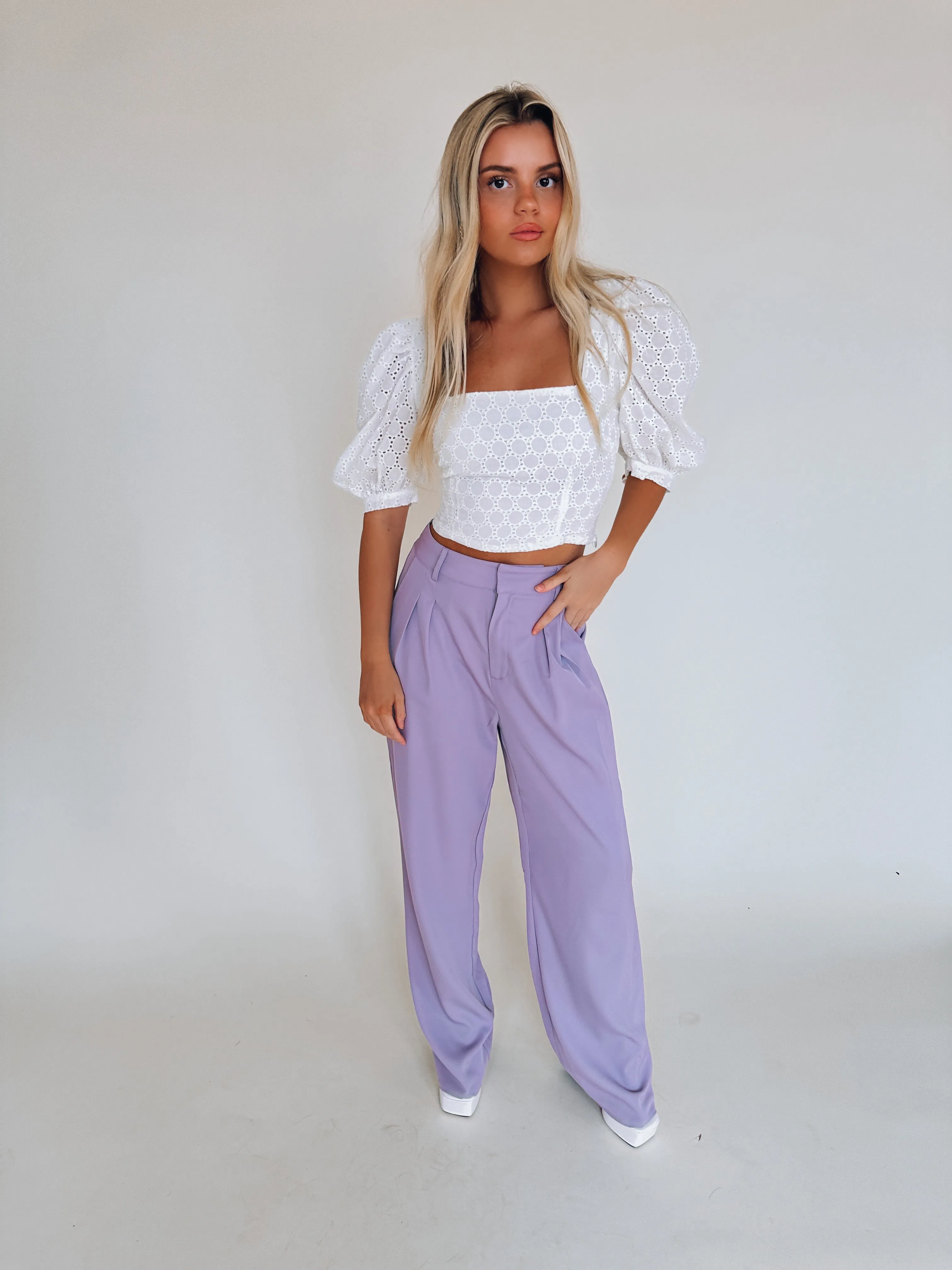 Libby Lavender High Waist Trousers