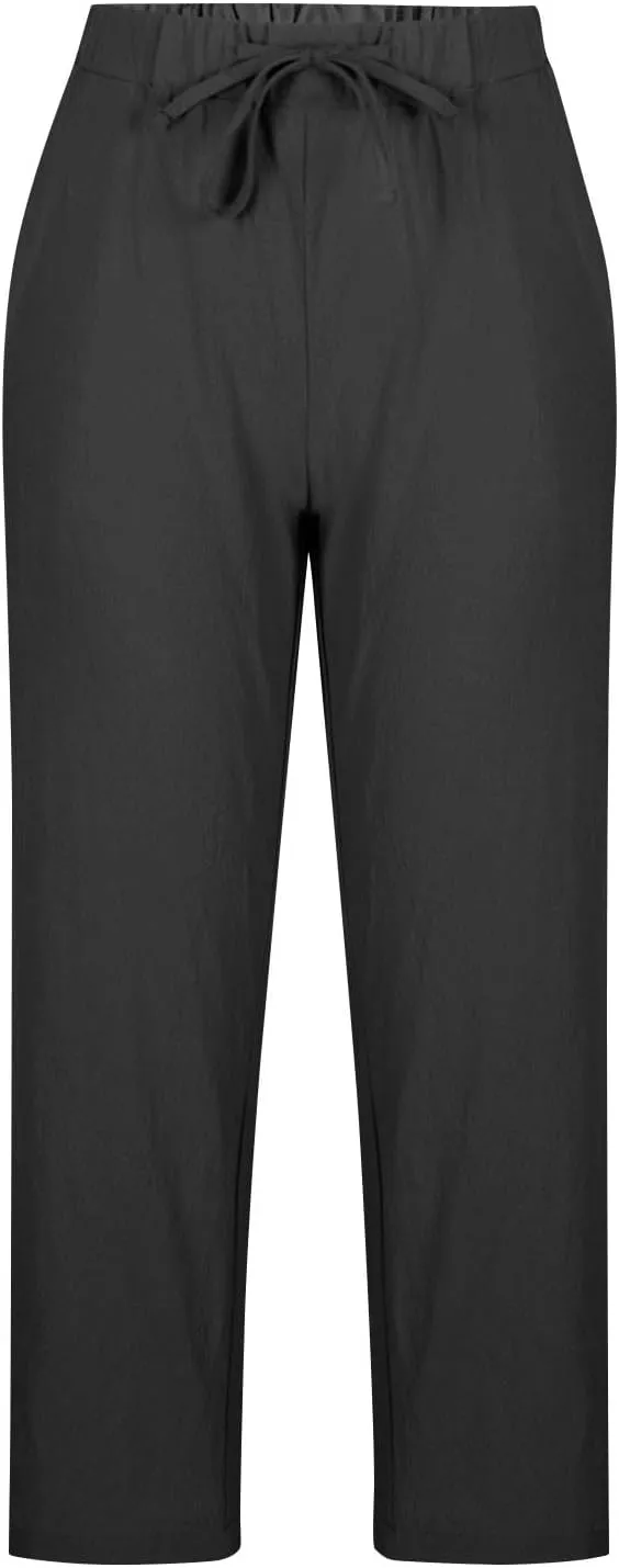 Liene Pants for Women,Womens Casual Summer 2025 Drawstring Elastic High Waist Pant Comfy Woman Trousers