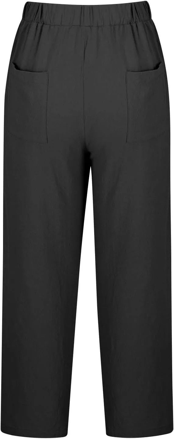 Liene Pants for Women,Womens Casual Summer 2025 Drawstring Elastic High Waist Pant Comfy Woman Trousers