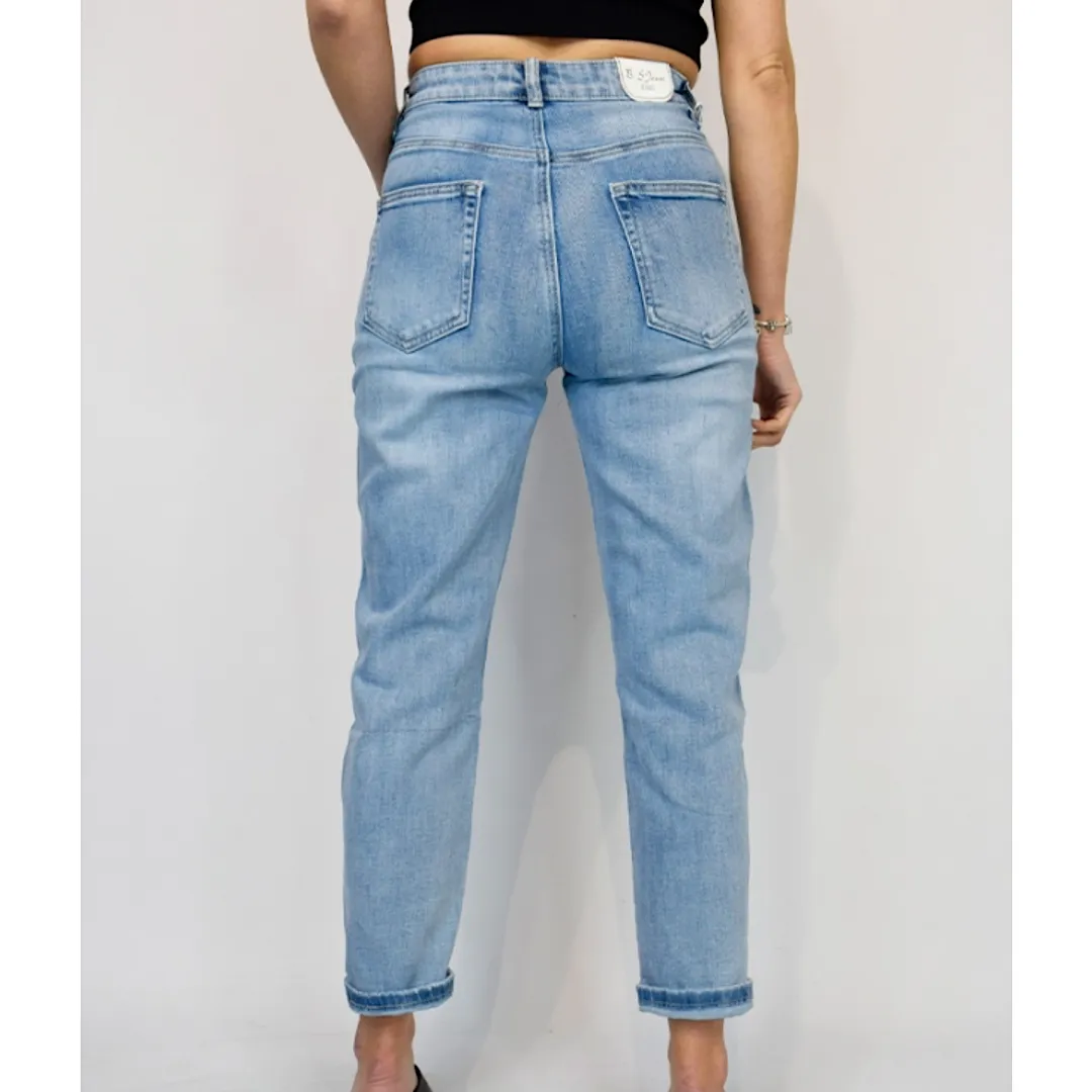 Light Denim Wash Mom Jeans
