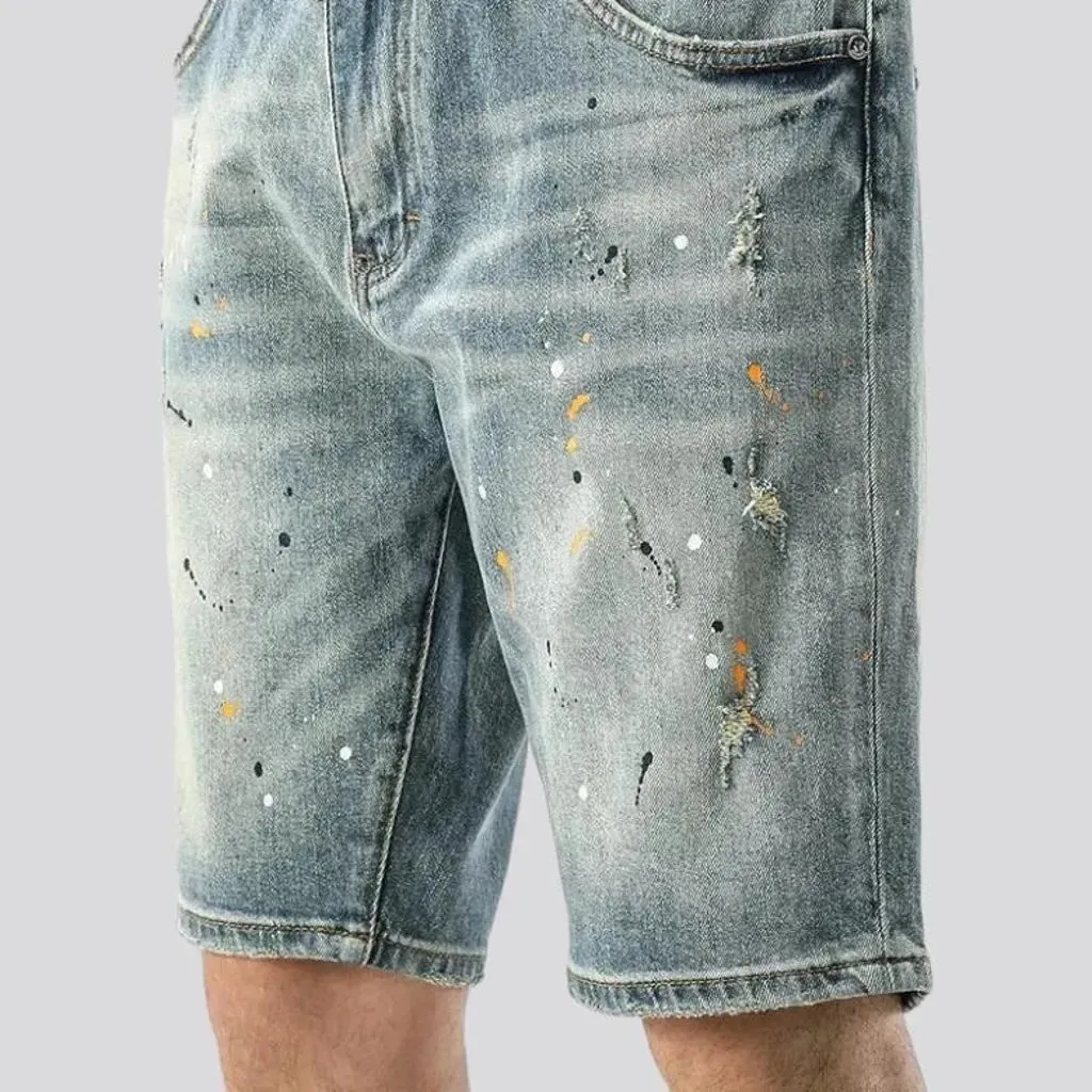 Light-wash men's denim shorts