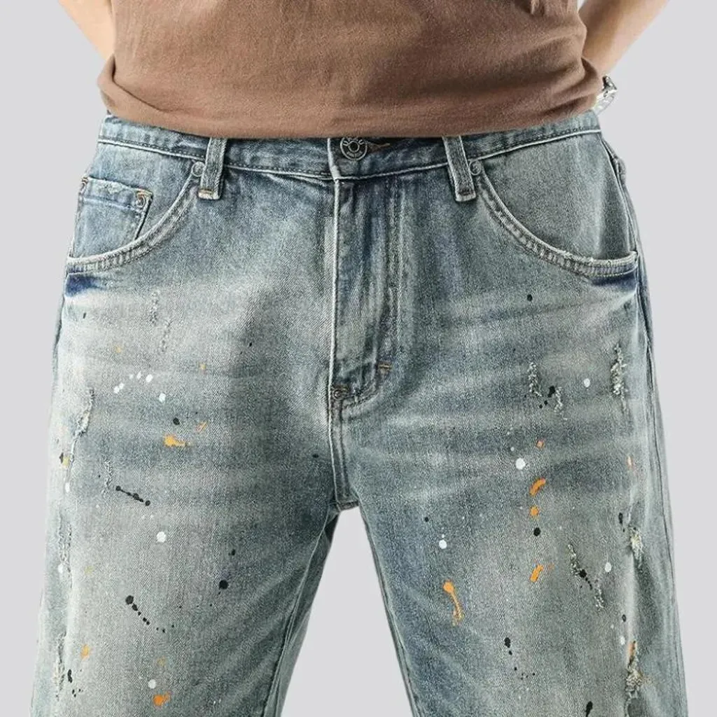 Light-wash men's denim shorts