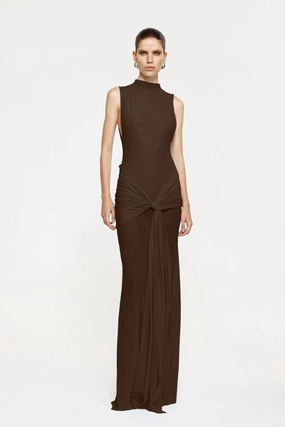 Roza Maxi Dress Chocolate Chic Tailoring Waist