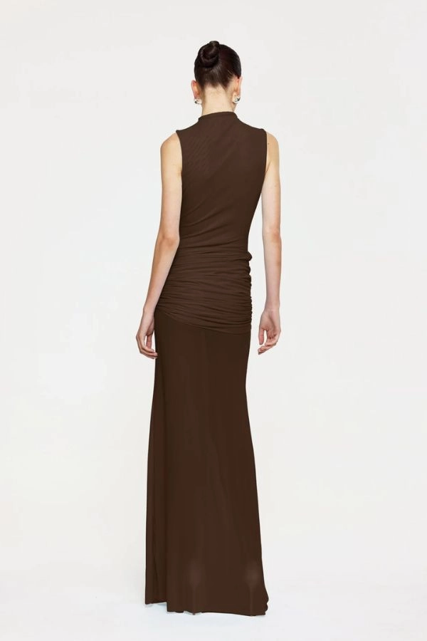 Roza Maxi Dress Chocolate All Gender Fit Stain-Guard-Finish