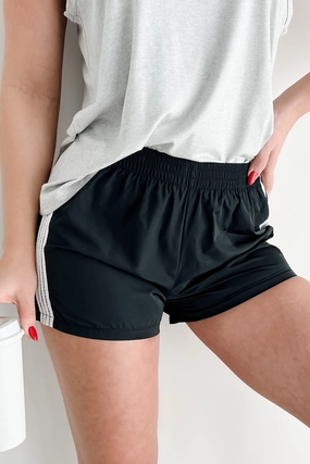 Breaking A Sweat Side Stripe Track Shorts (Black) Comfy Layer