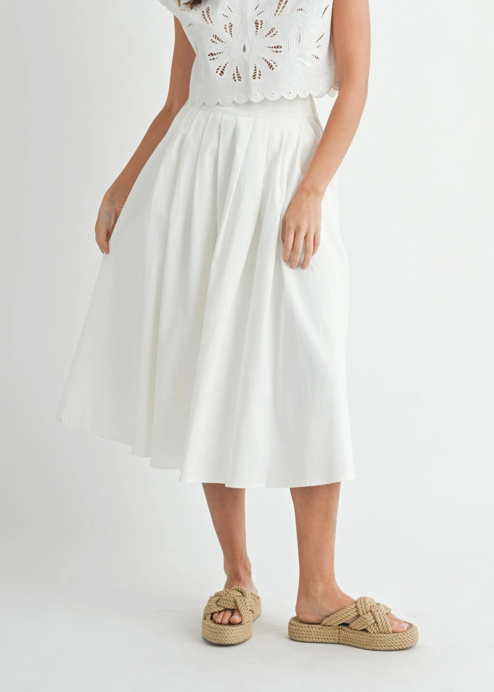 WILLOW PLEATED MIDI SKIRT Comfort Waistline