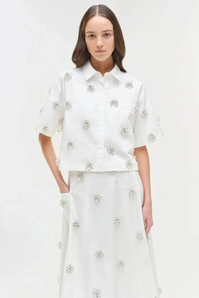HighNeckline Cosmo Camp Shirt White