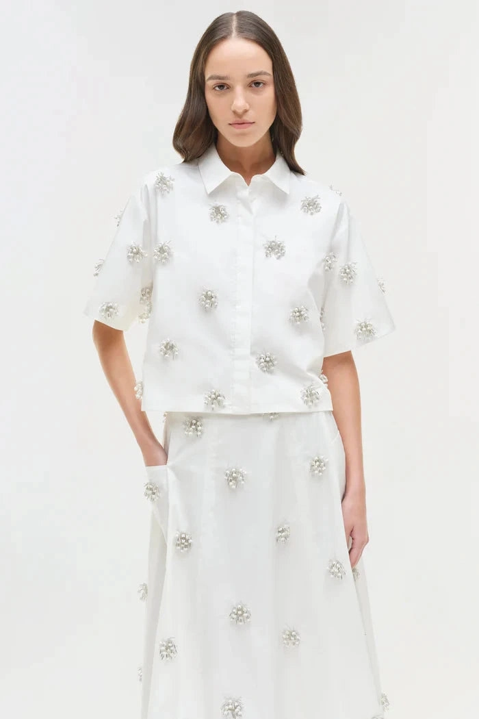 HighNeckline Cosmo Camp Shirt White