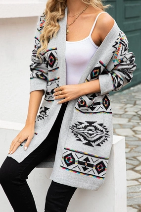 Lightweight Fabric ribbed texture WOMENS OPEN FRONT KNITTED CARDIGAN