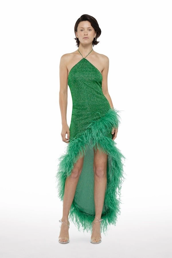 Sophisticated Layers Lumiere Plumage Tulip Dress Emerald Green