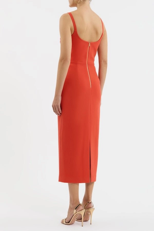 Empress Midi Dress Orange Tactile Feel