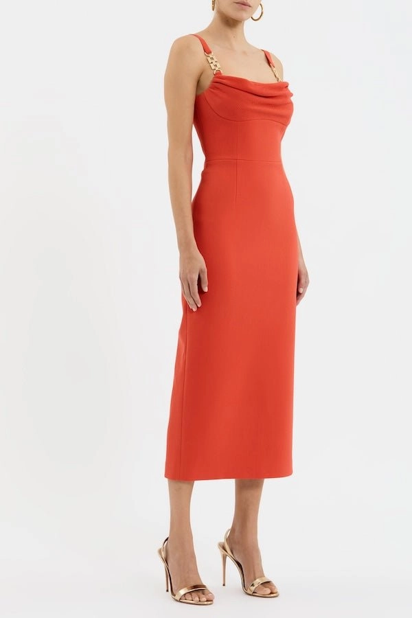Breezy Mood Empress Midi Dress Orange