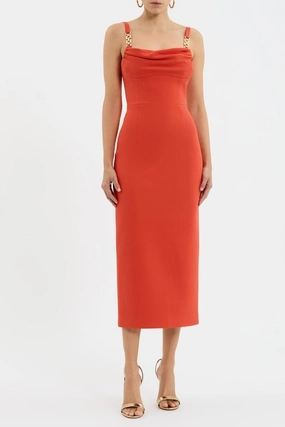 Outfit Boost Comfy Fit Empress Midi Dress Orange