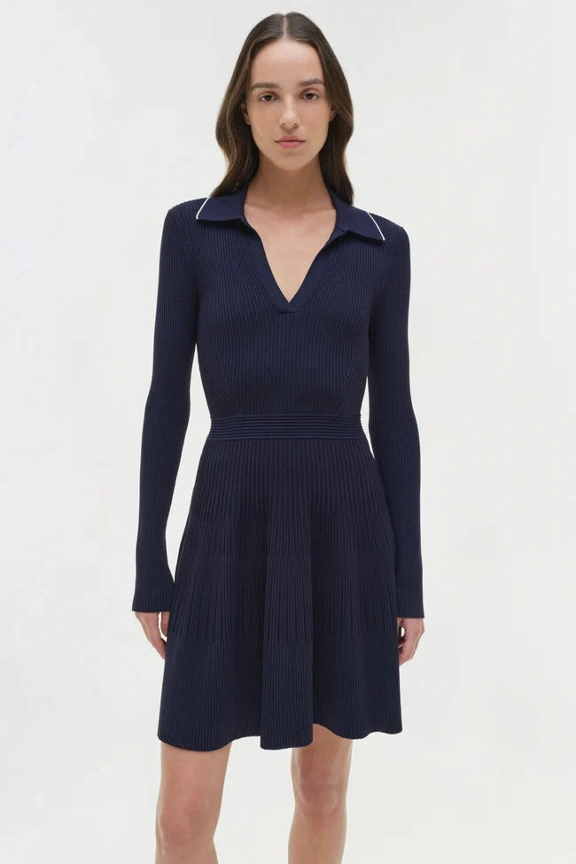 Easy and Effortless Textured Flow Alcott Knit Mini Dress Midnight