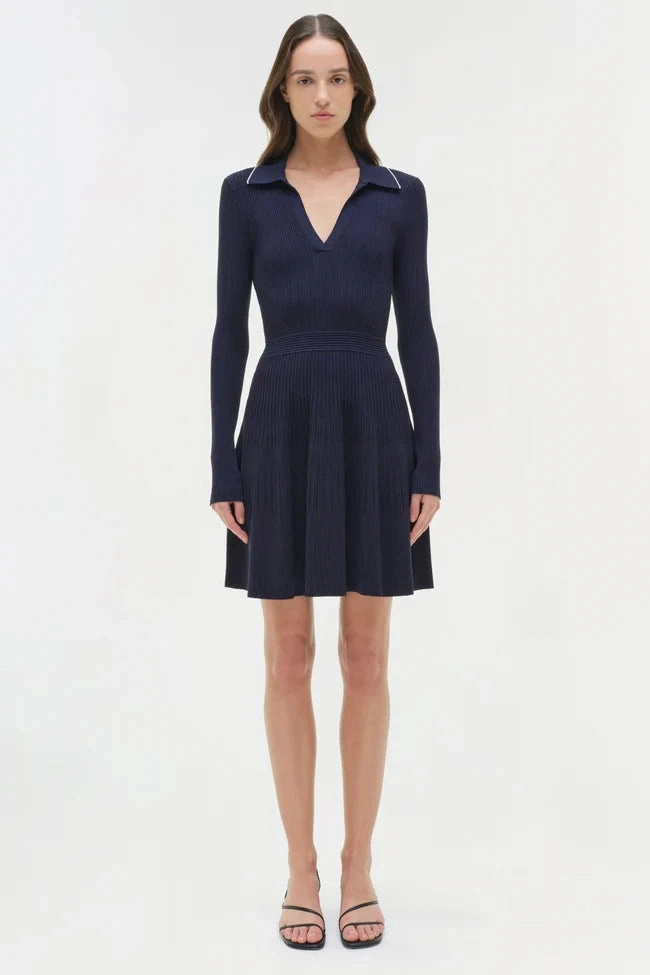 Feminine Look Chain-Detail Alcott Knit Mini Dress Midnight
