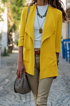 WOMEN OPEN FRONT OFFICE WORK BLAZER JACKET Sporty Sweatshirt MoistureWickingMaterial