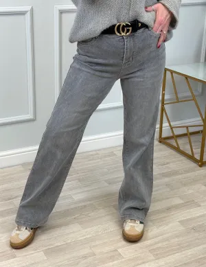 Lila Classic Grey Wash Straight-Leg Jeans 10-20 Grey