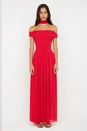 Casual Comfort Wear Deija Off Shoulder Maxi Dress Strawberry