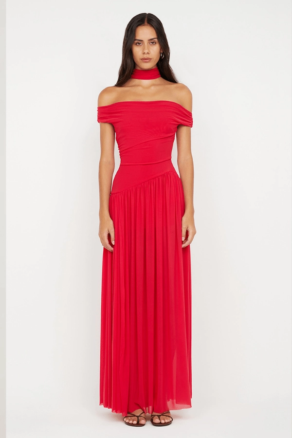 Casual Comfort Wear Deija Off Shoulder Maxi Dress Strawberry