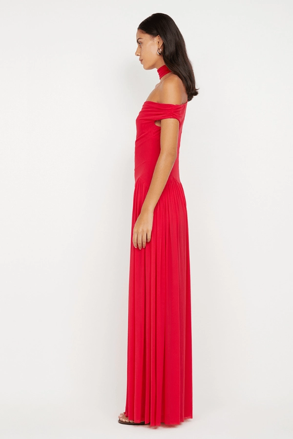 Travel Light Deija Off Shoulder Maxi Dress Strawberry