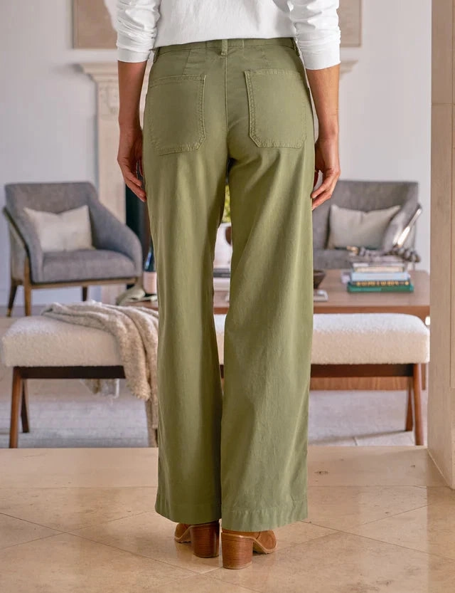 Hip Friendly Pockets Comfortable Fit Look Limerick Wide Leg Utility Pant Olive