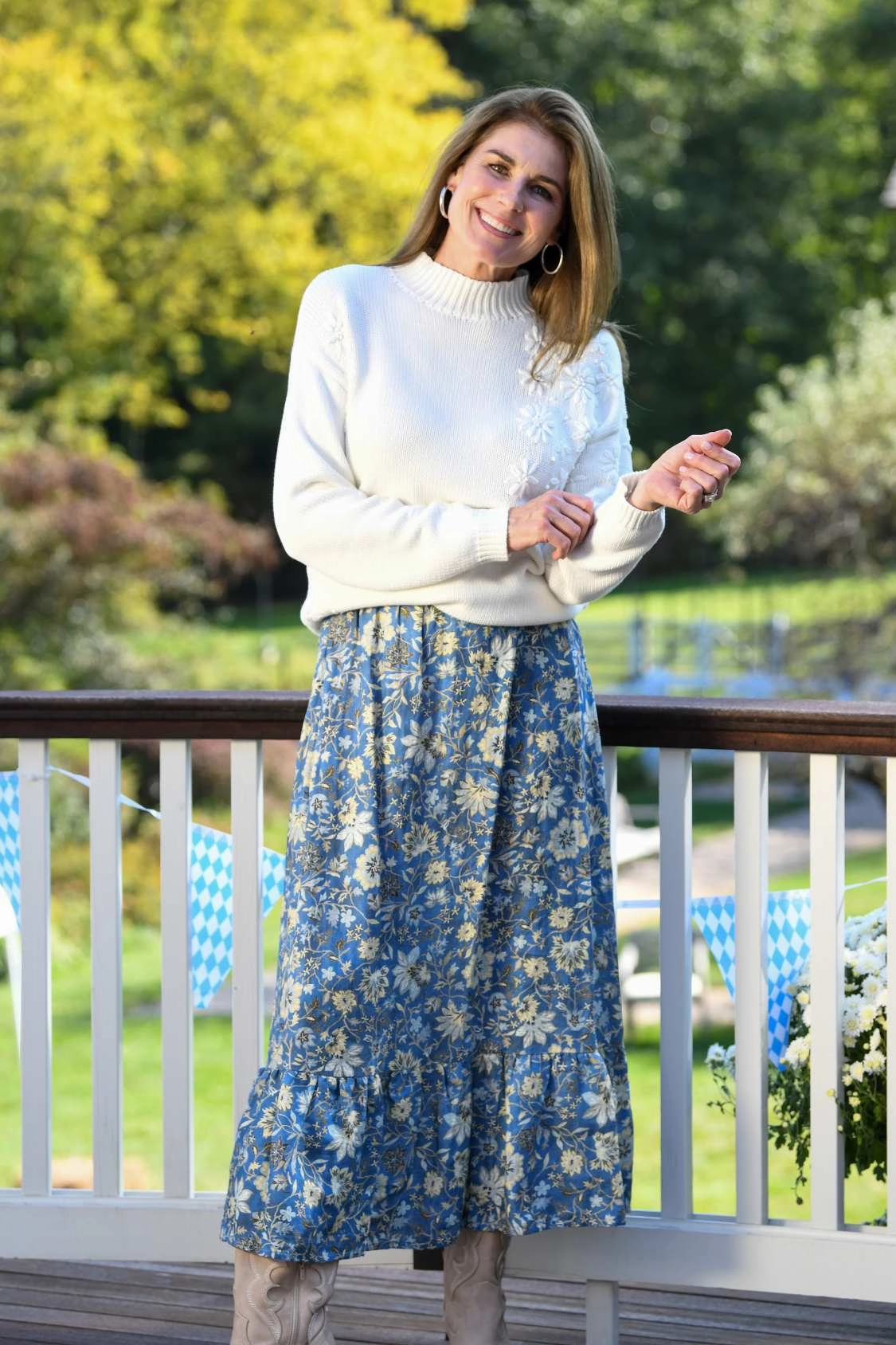 Bold Edge Camilla Set Skirt / Blue Denim Floral