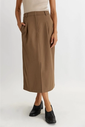 Tropical theme Back Slit PENNY TAILORED MIDI SKIRT