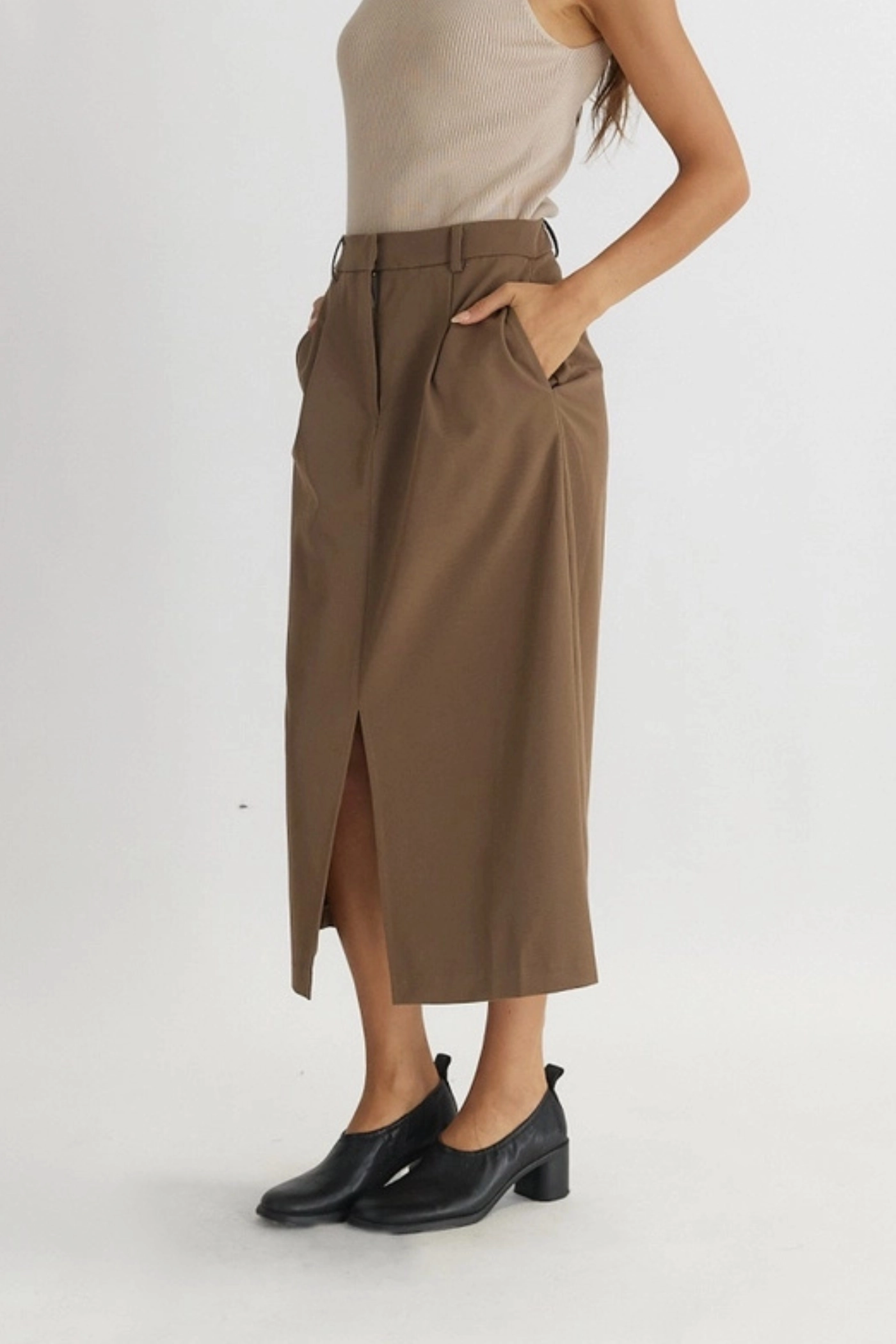 PENNY TAILORED MIDI SKIRT Minimalist Chic Elegant Look
