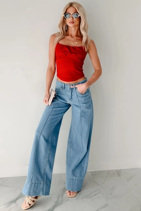 Perfect Comfort Breathable Comfort Fit Lindon High Rise Wide Leg Almost Famous Jeans (Light)