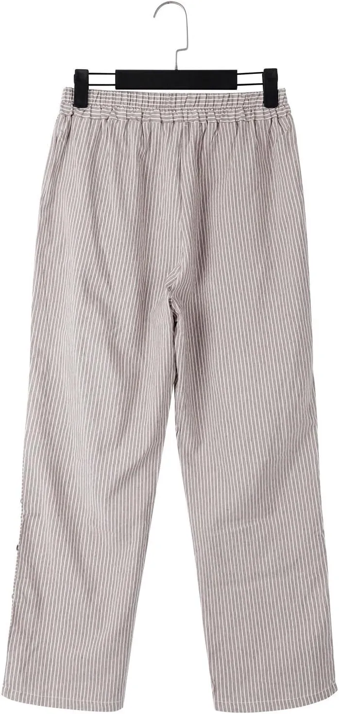 Linen Pants for Women 2024 Summer Casual Plus Size Elastic High Waist Comfy Straight Wide Leg Trousers