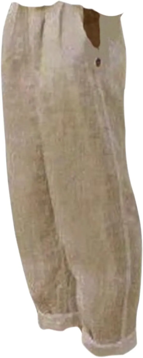 Linen Pants for Women 2024 Summer Casual Plus Size Elastic High Waist Comfy Straight Wide Leg Trousers