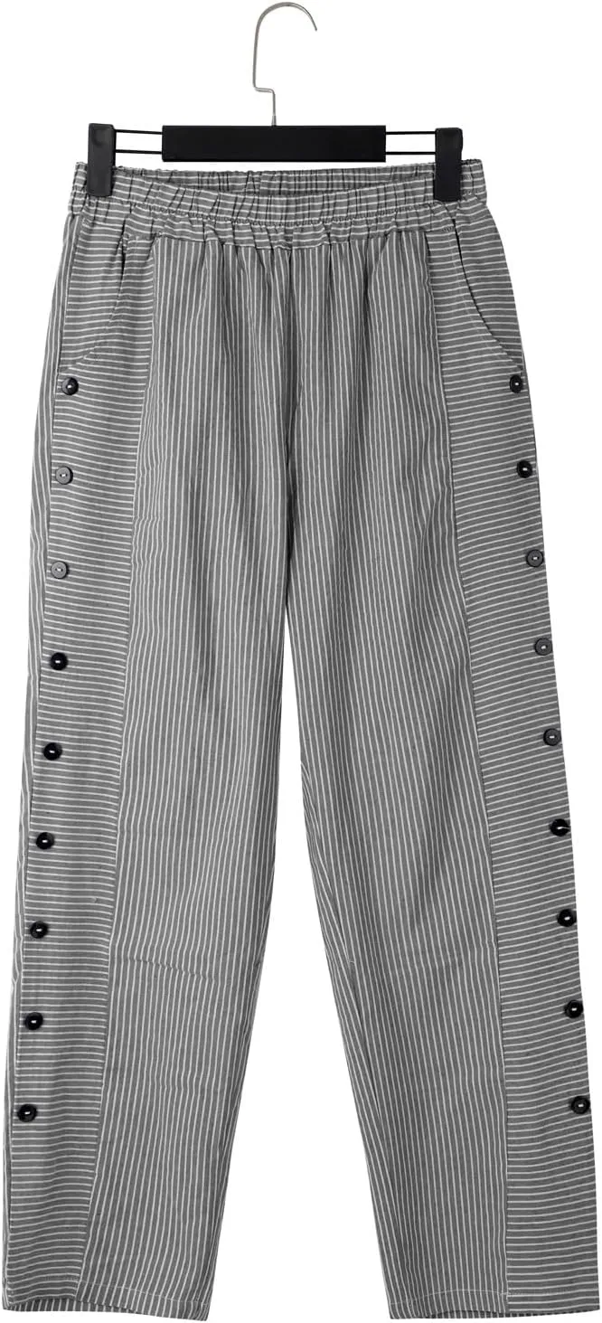 Linen Pants for Women 2024 Summer Casual Plus Size Elastic High Waist Comfy Straight Wide Leg Trousers