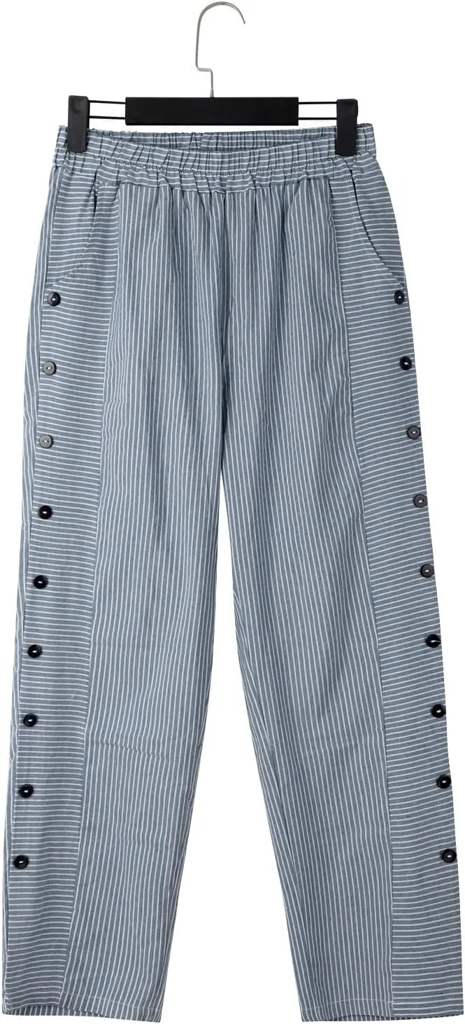 Linen Pants for Women 2024 Summer Casual Plus Size Elastic High Waist Comfy Straight Wide Leg Trousers