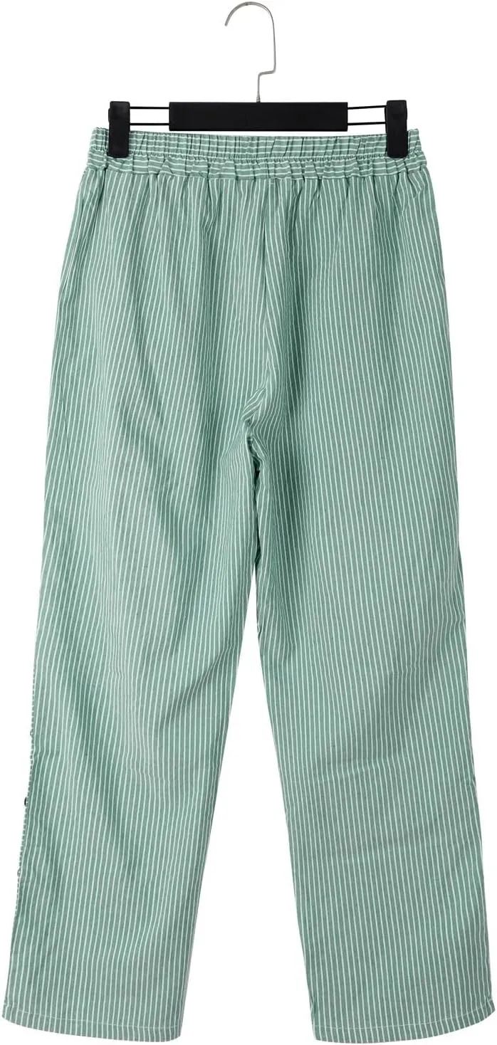 Linen Pants for Women 2024 Summer Casual Plus Size Elastic High Waist Comfy Straight Wide Leg Trousers