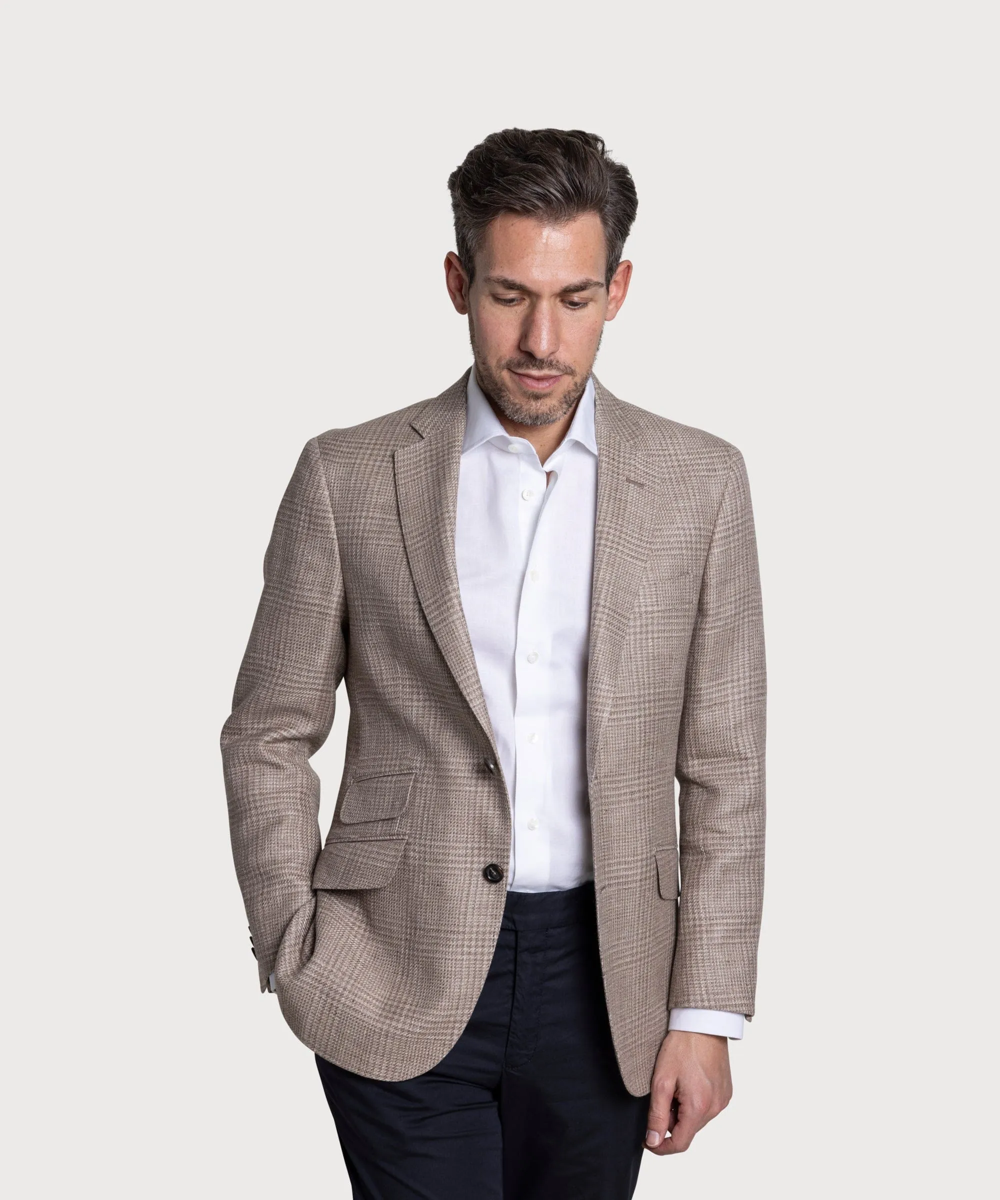 Linen Wool Glencheck Jacket