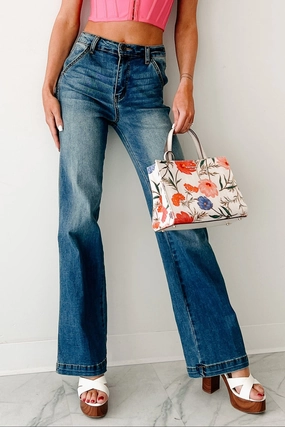 Comfort for All Liora High Rise Wide Leg Indigo Reign Jeans (Medium Blue)