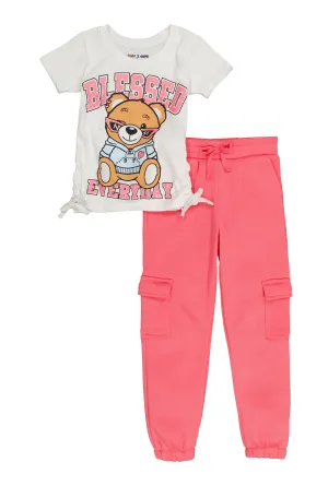 Little Girls Blessed Everyday Tee and Cargo Sweatpants