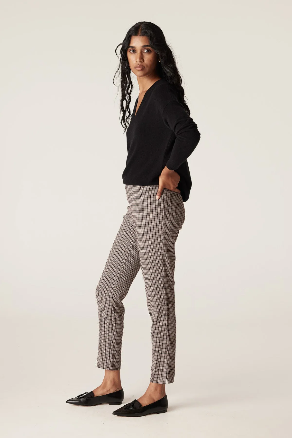 Liv Mini Check Pant  - Brown Check