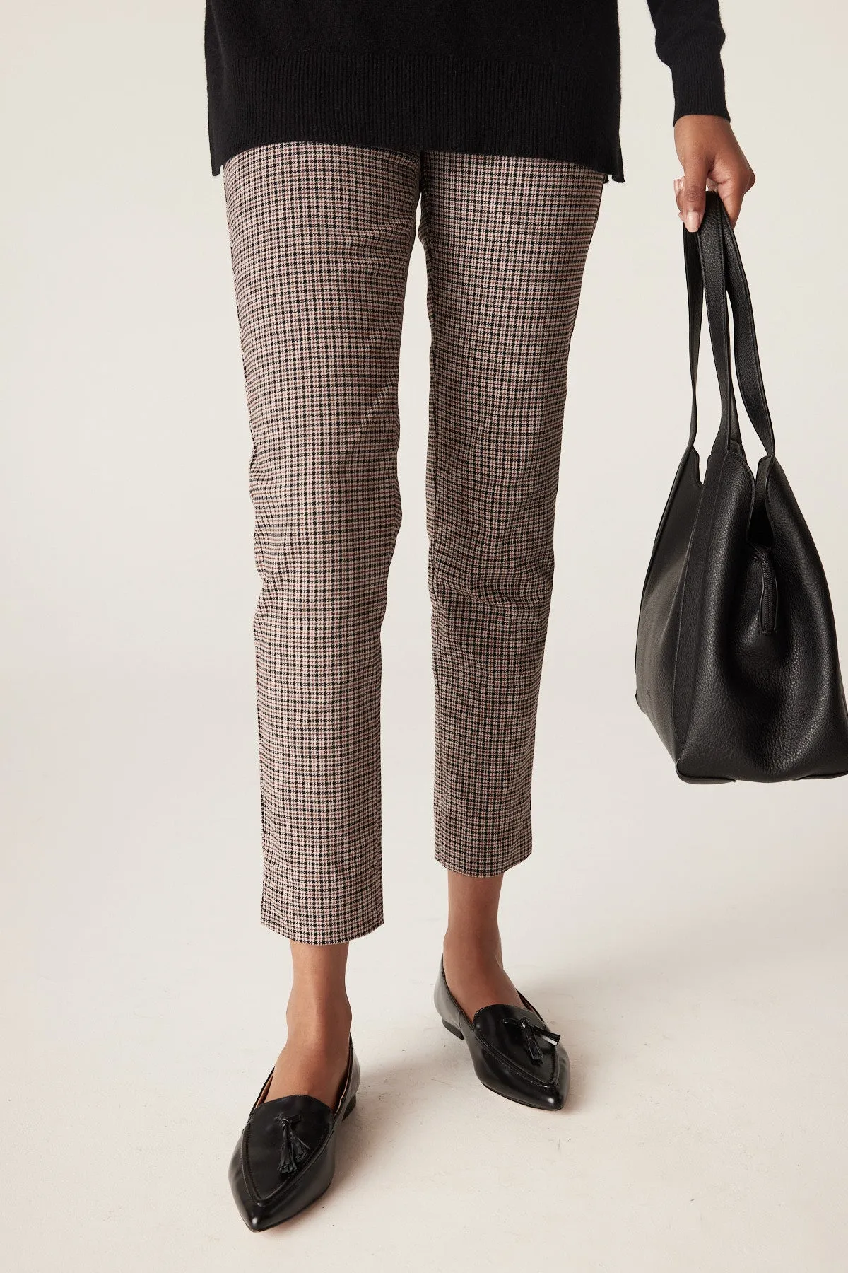 Liv Mini Check Pant  - Brown Check
