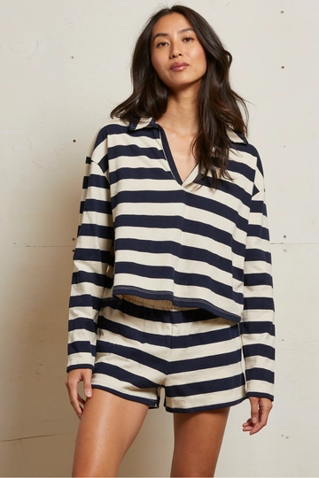 LIZ STRIPE TENNESSEE SHORT Breathable mesh lining elastic waistband