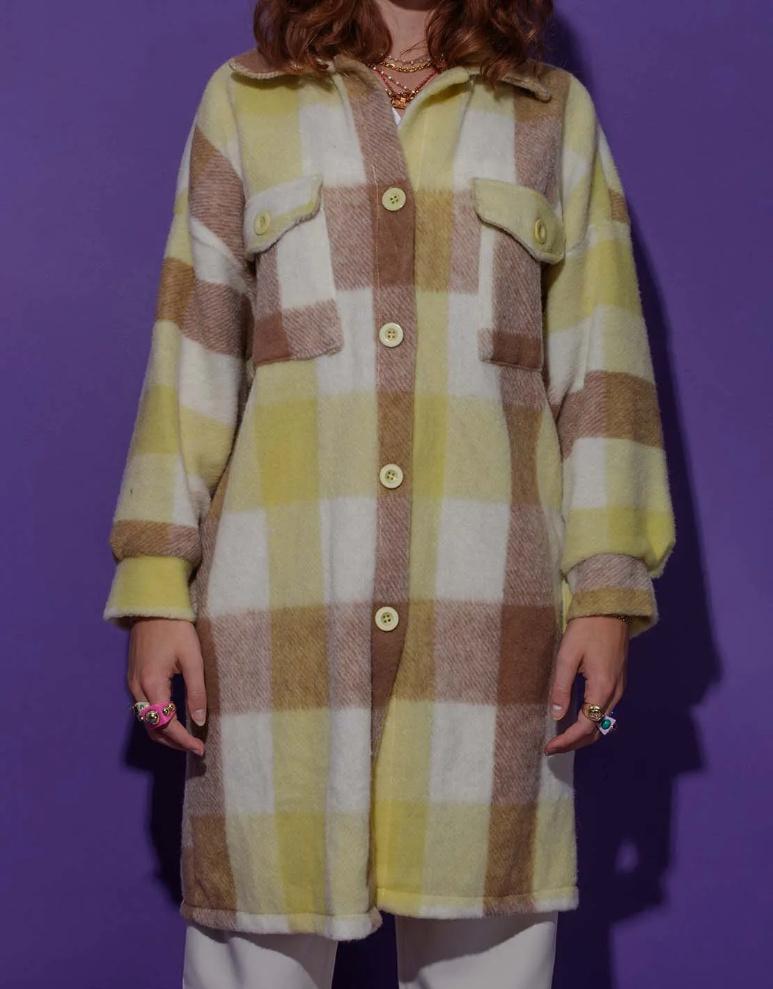 Long checkered fringe jacket