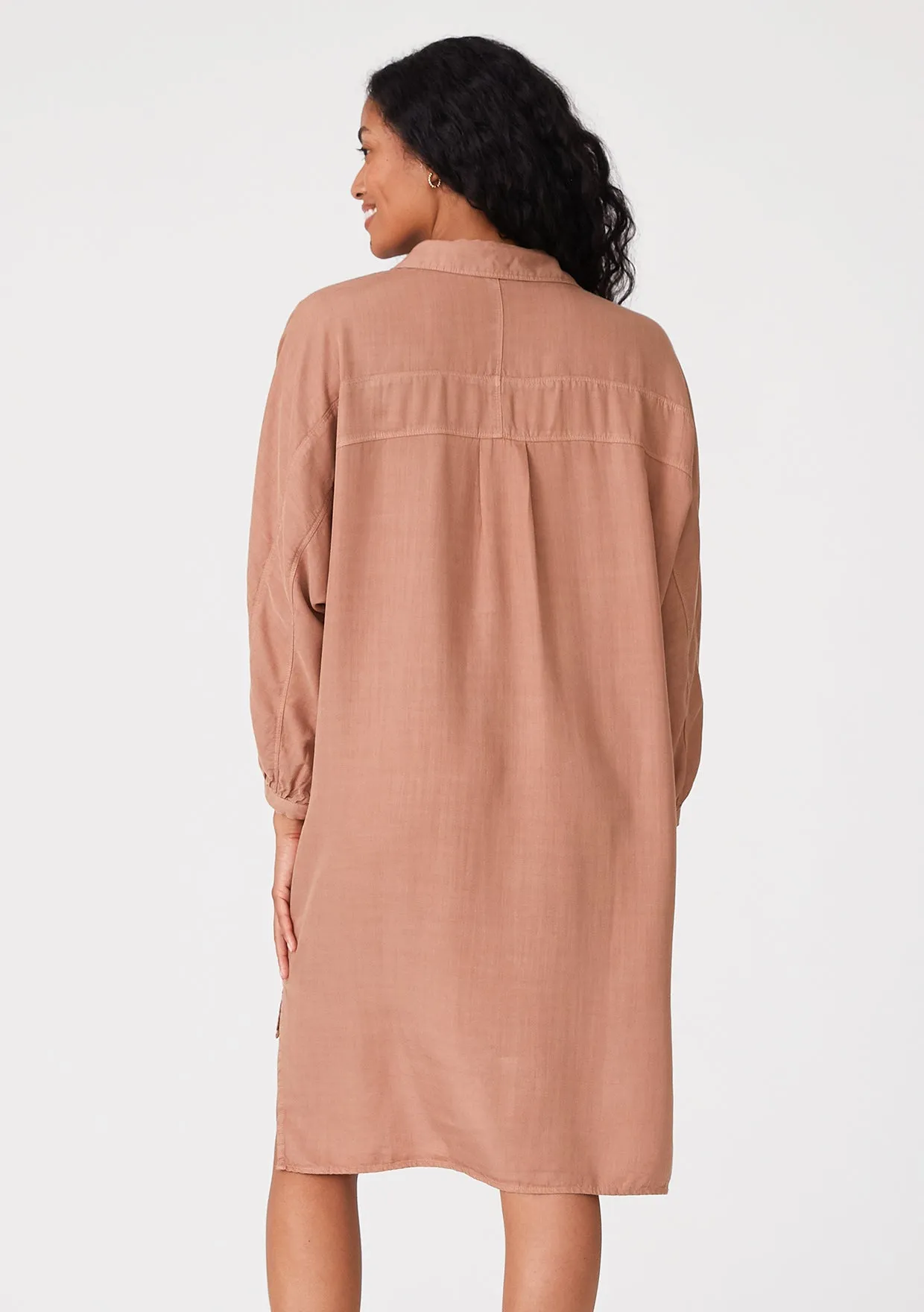 Long Sleeve Collared Button Down Mini Shirt Dress