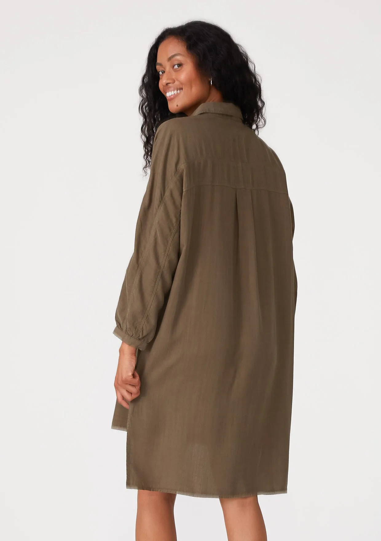 Long Sleeve Collared Button Down Mini Shirt Dress