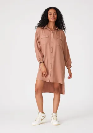 Long Sleeve Collared Button Down Mini Shirt Dress