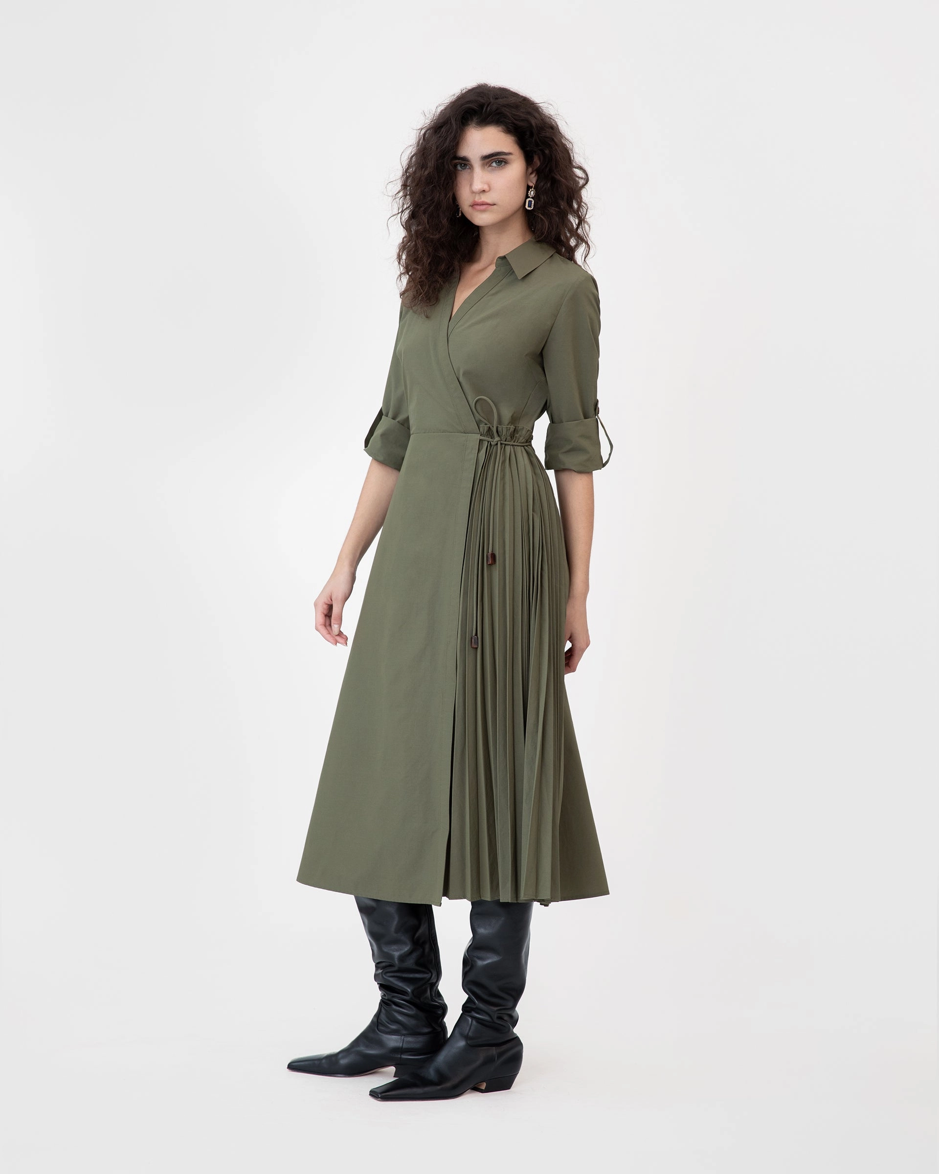Long Sleeve Midi Shivon Dress Sporty Look Floral design
