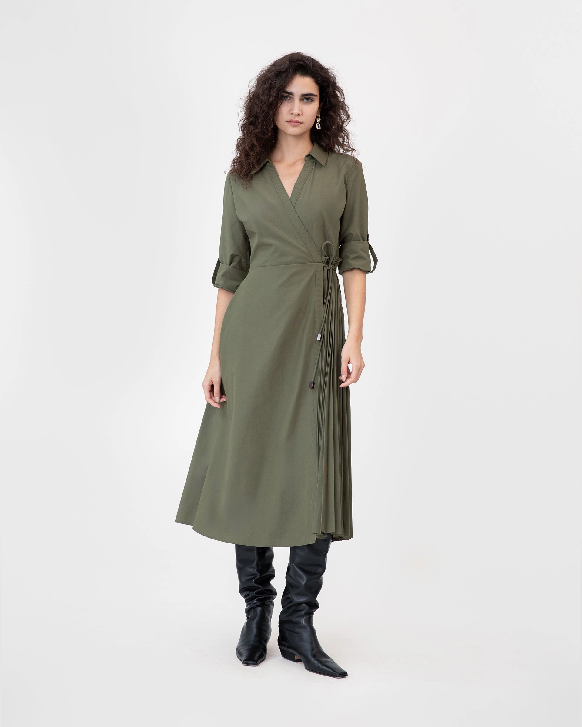 relaxed shape Long Sleeve Midi Shivon Dress