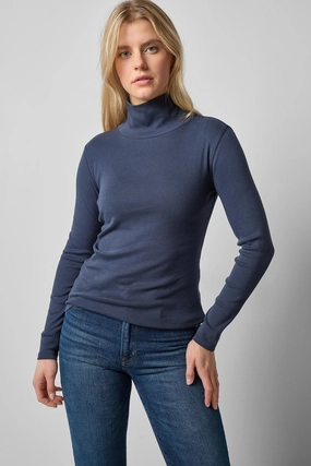 Long Sleeve Turtleneck Tee Dark Navy Basic Tee